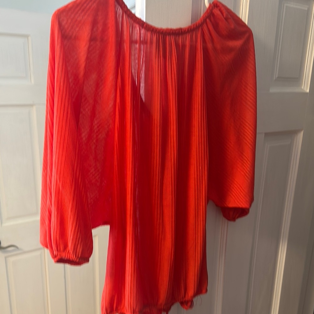 American Eagle Red Button-Down Blouse - image 3